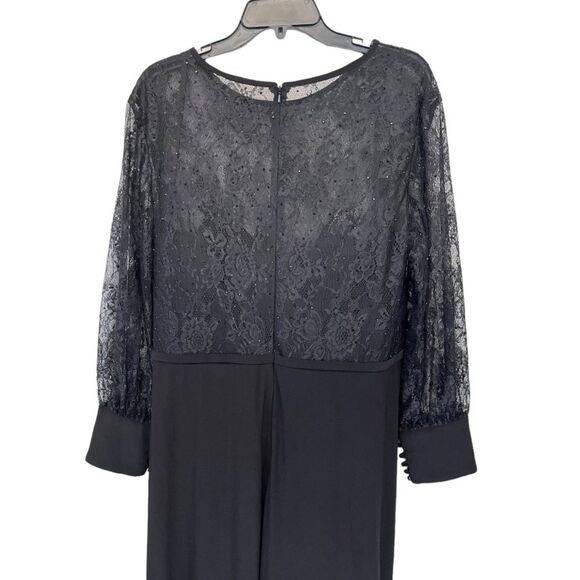 NWOT Mac Duggal | 67143F Black Lace Bodice Long Sleeve Plus Size Gown 14W - Picture 9 of 13